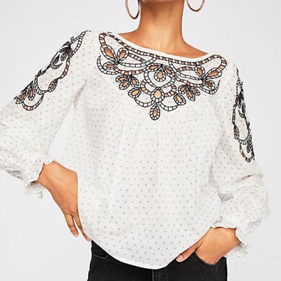 Free People Tops - FREE PEOPLE Everything I Know Peasant Top Boho Long Sleeve Top H8